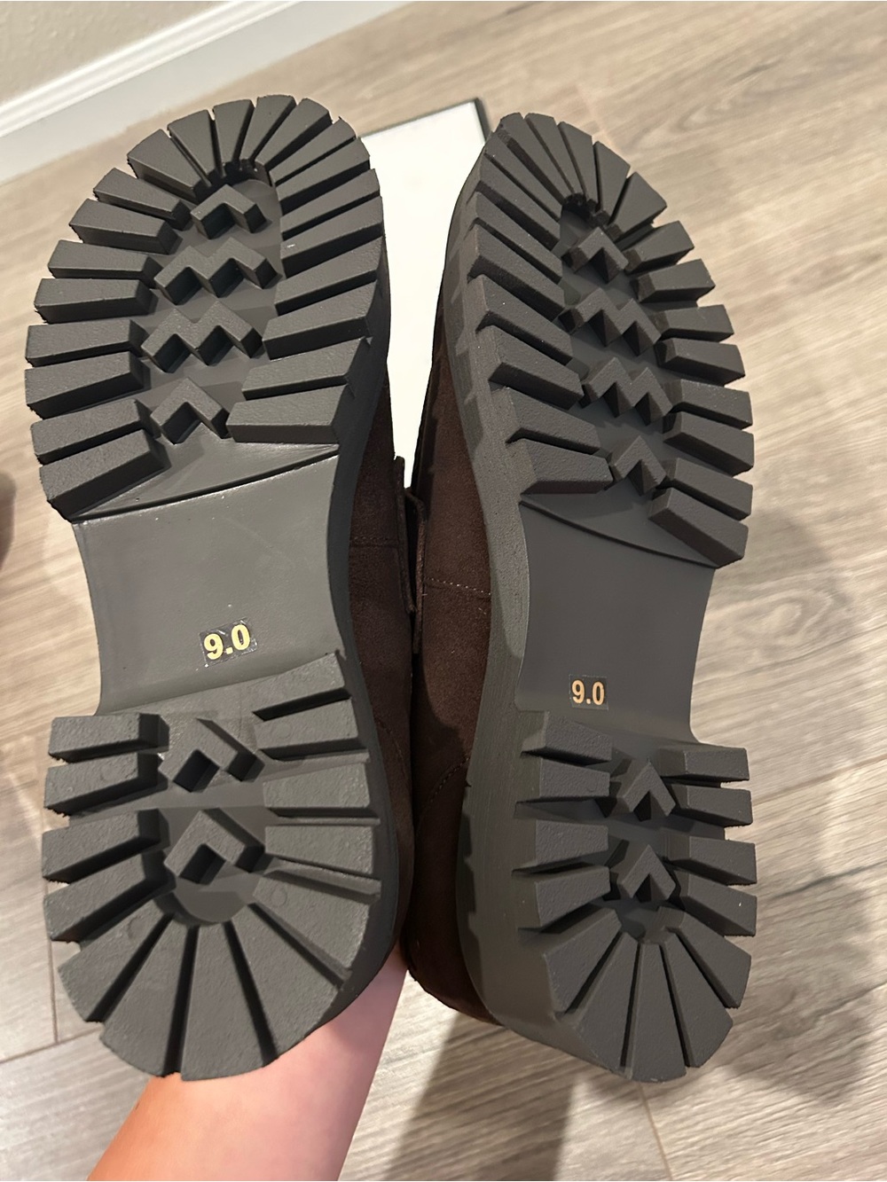 Steve Madden Dark Brown Suede Platform Loafers with Gold Bit - Picture 4 of 5